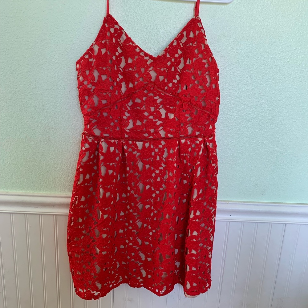 Red floral dress